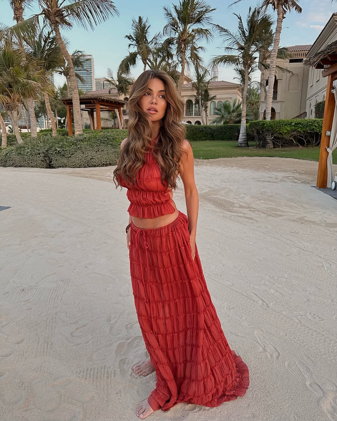 CHIARA RED Chiffon-Set